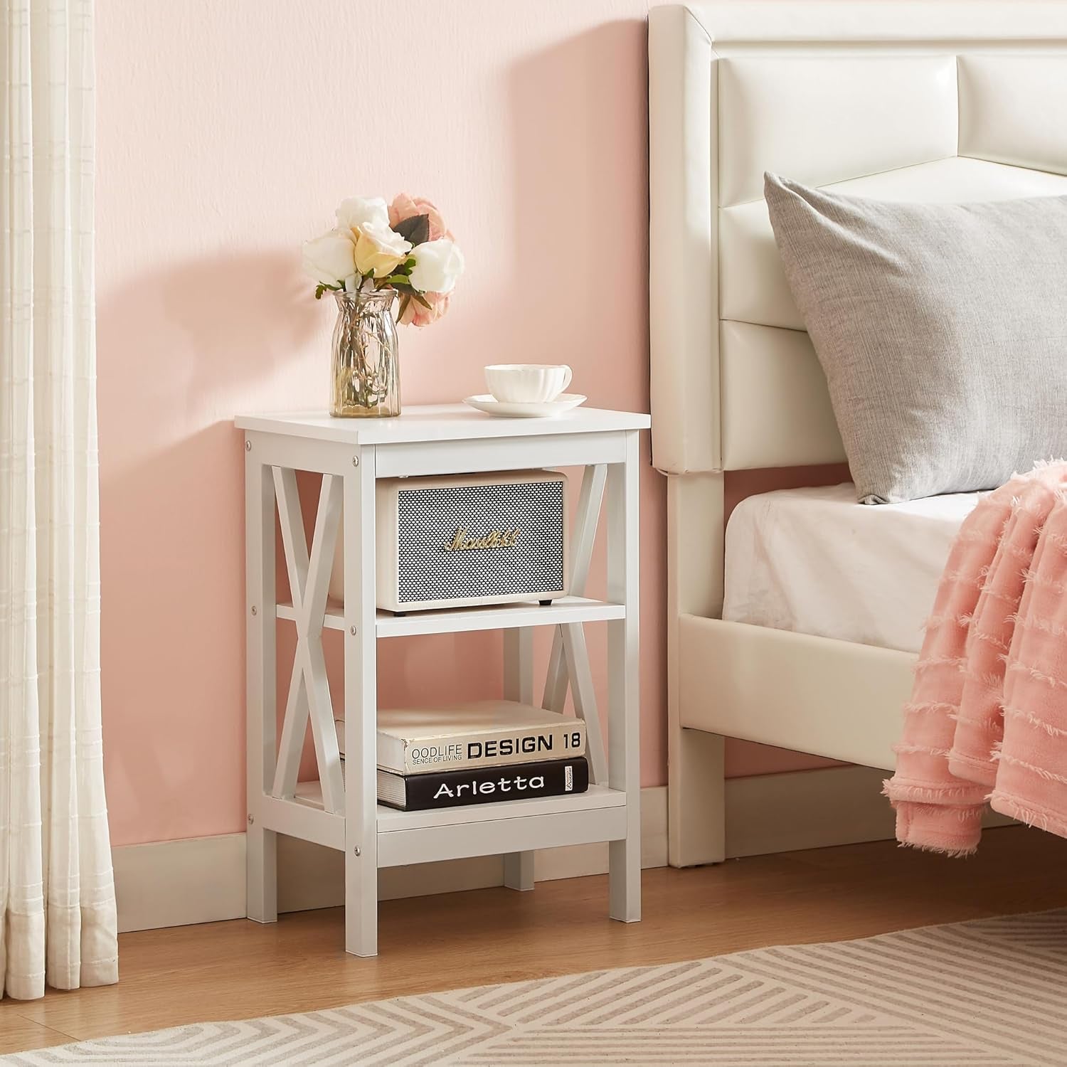 Modern Nightstands X-Design Side End Table Night Stand with Storage Shelf for Bedroom,Living Room,