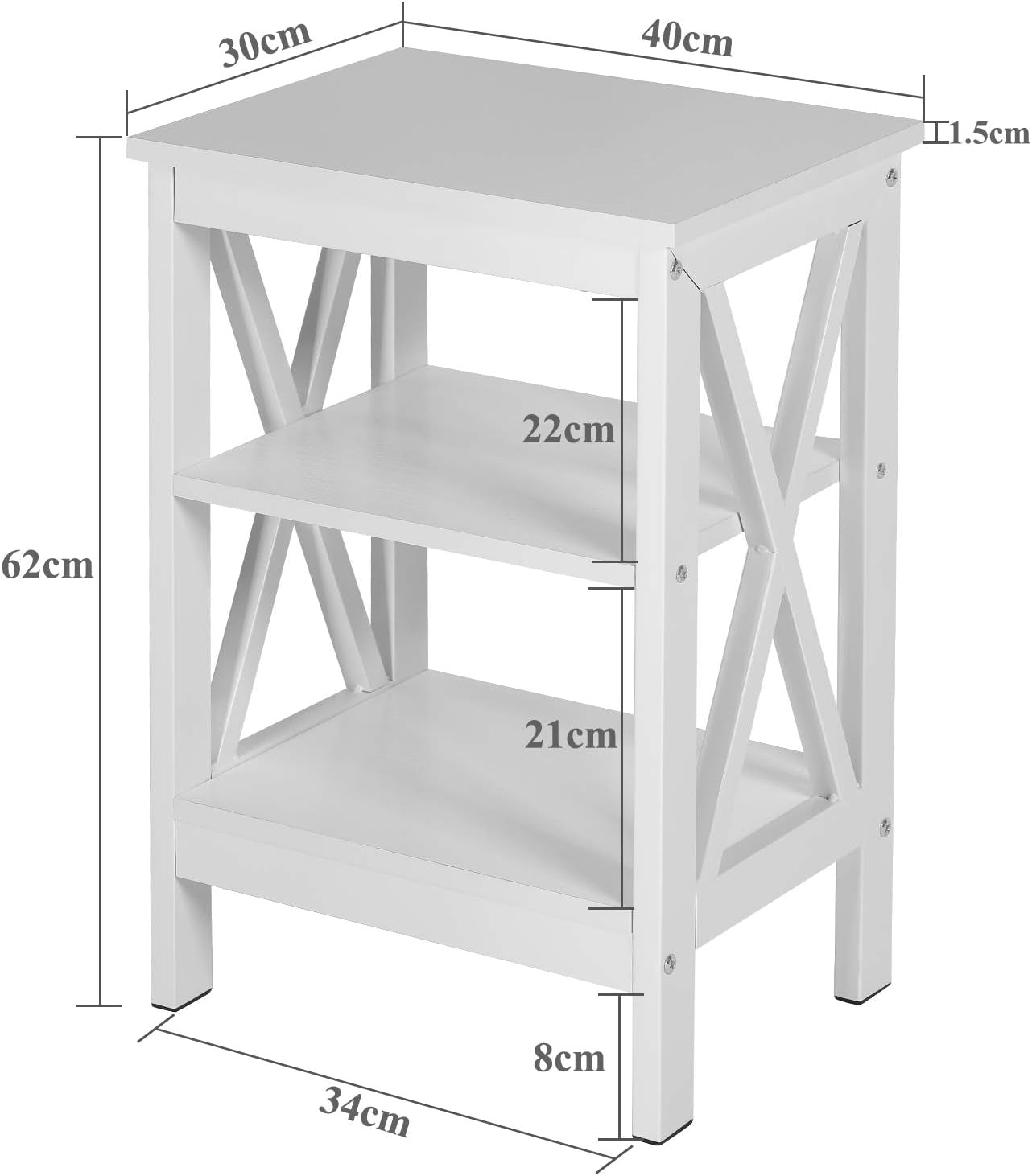 Modern Nightstands X-Design Side End Table Night Stand with Storage Shelf for Bedroom,Living Room,